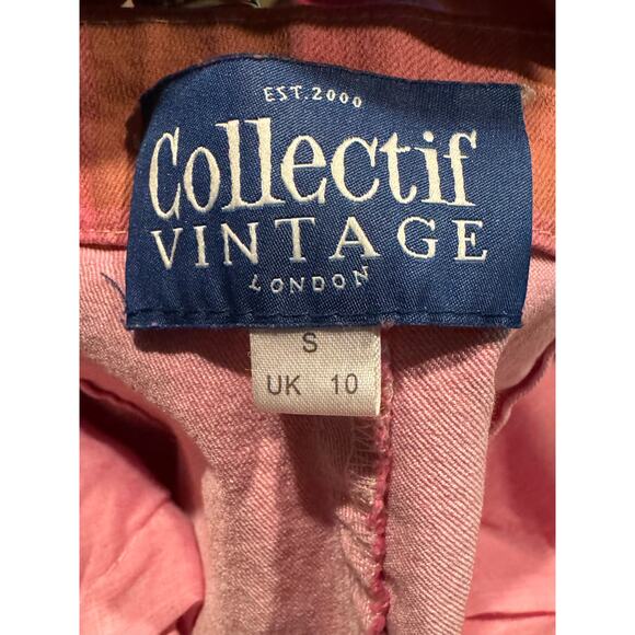 Collectif Vintage retro pink plaid high waisted pants size small - Picture 7 of 10